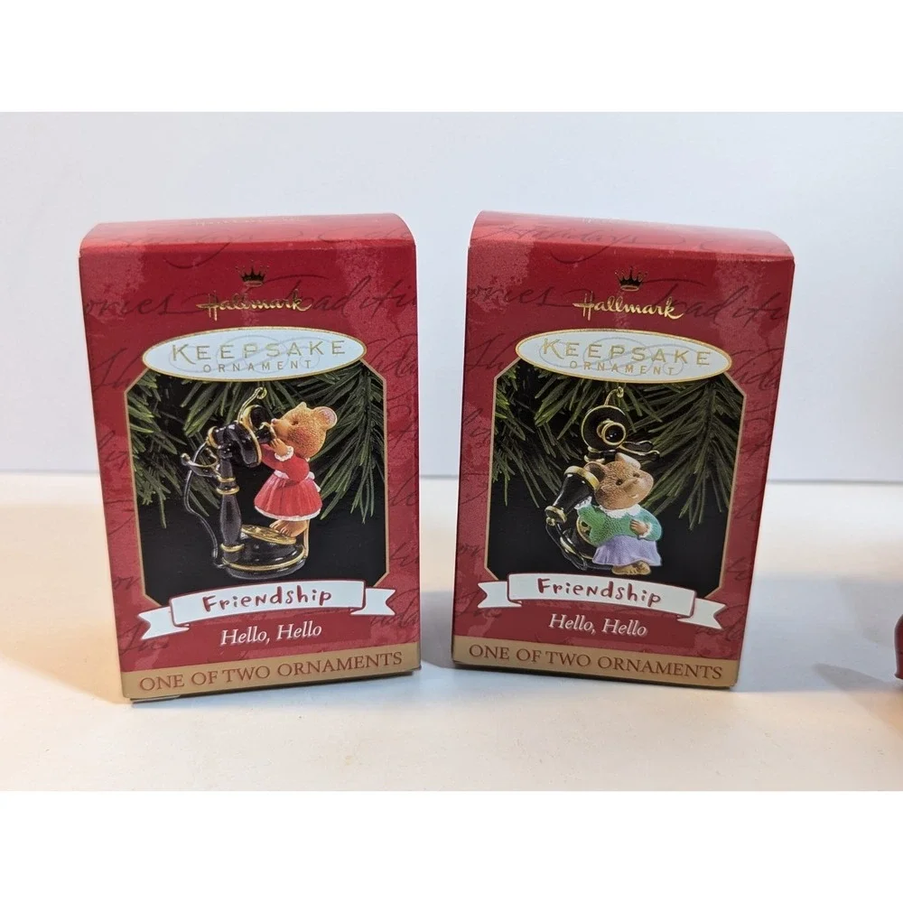 Hallmark Ornament Christmas Friendship Hello Hello 1999 Holiday Set of 2